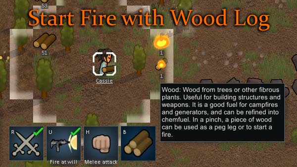 Start Fire with Wood Log